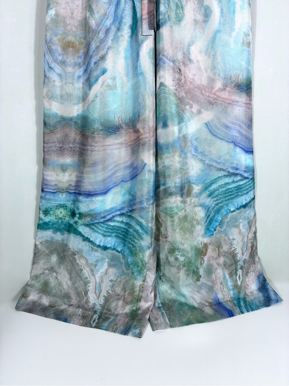 Zimmermann Illuminate Agate Print Silk Track Pants Blue US 6 NWT - Picture 13 of 17